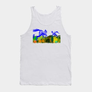 Unicorne unleashed into a Halloween forest Tank Top